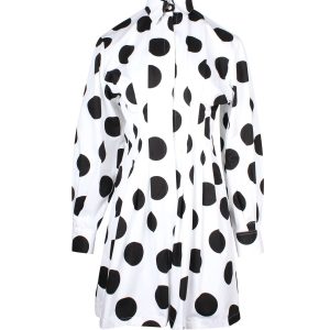 Carolina Herrera Oversized Polka Dot Hemdkleid aus weißer und schwarzer Baumwolle 7703678320700