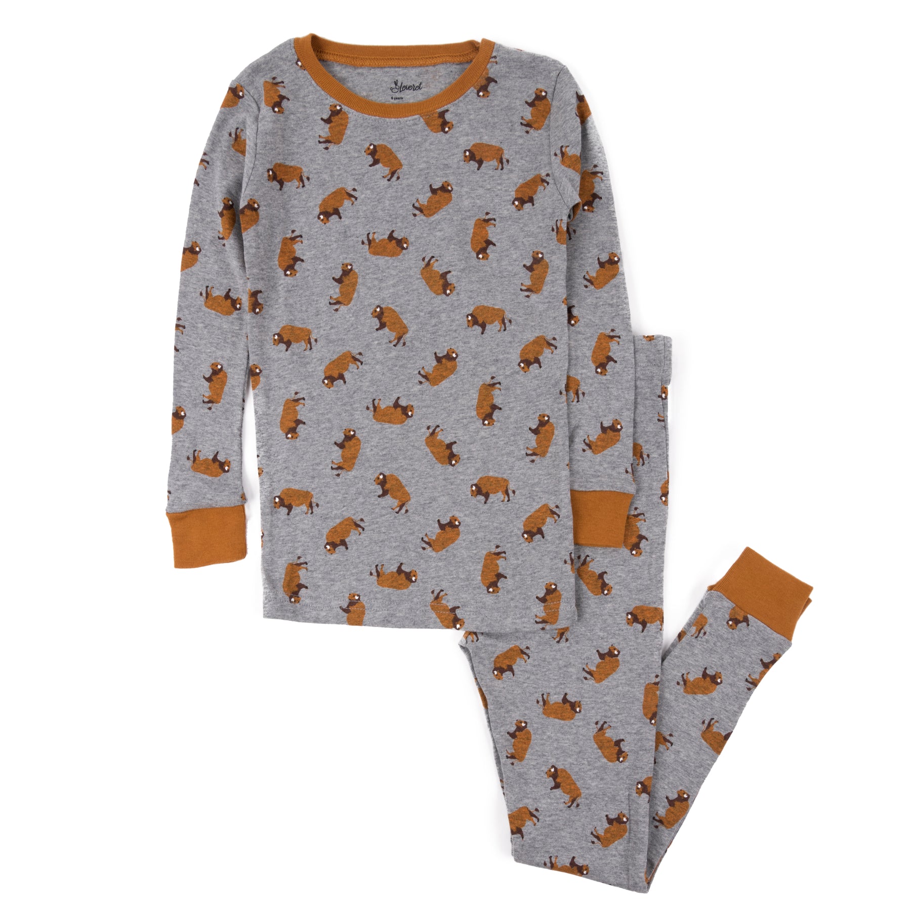 Kinder zwei Stück Baumwolle Pyjamas insgesamt Bison