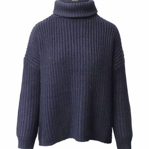 Rollkragen-Strickpullover von Zadig & Voltaire aus marineblauem Acryl