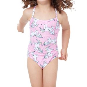 Mädchen rund Hals ein Stück Badeanzug in gtk rosa Einhorn 7733847097404