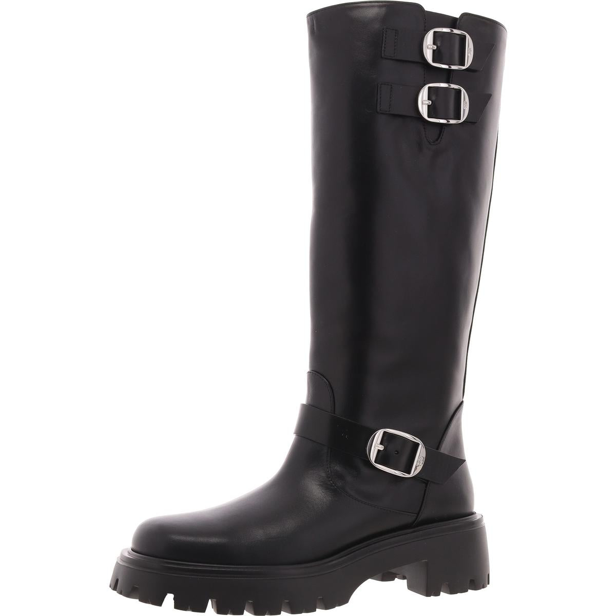 EMERSON Buckle Leder kniehohe Stiefel