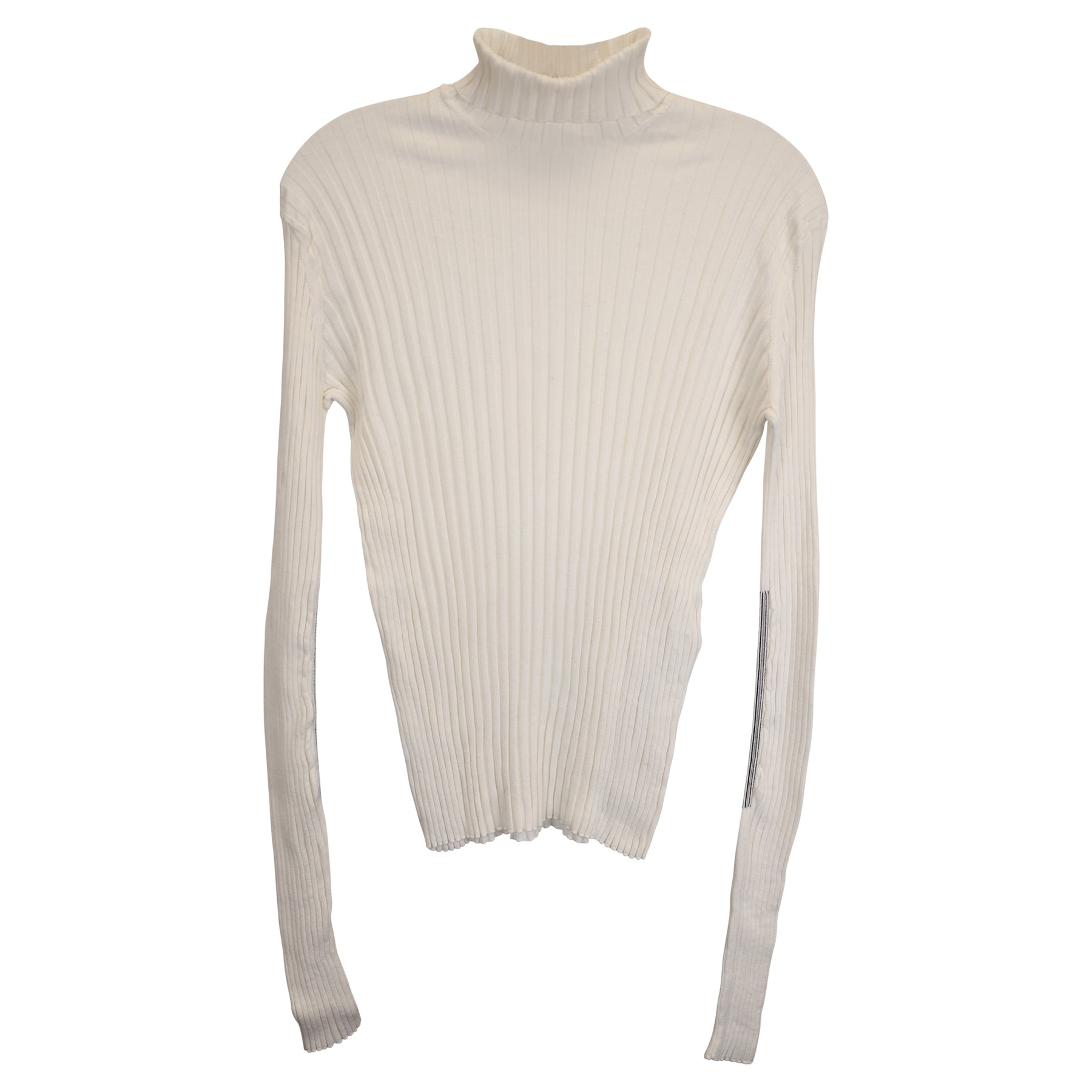 Victoria Beckham Turtleneck langärmeliger gerippter Pullover aus weißer Wolle 7748738154556