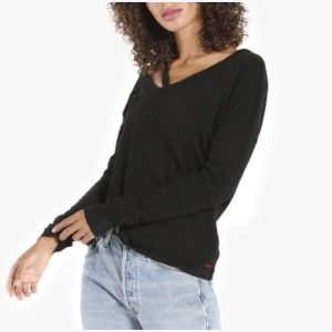 Stiefel Langarm Top in schwarz