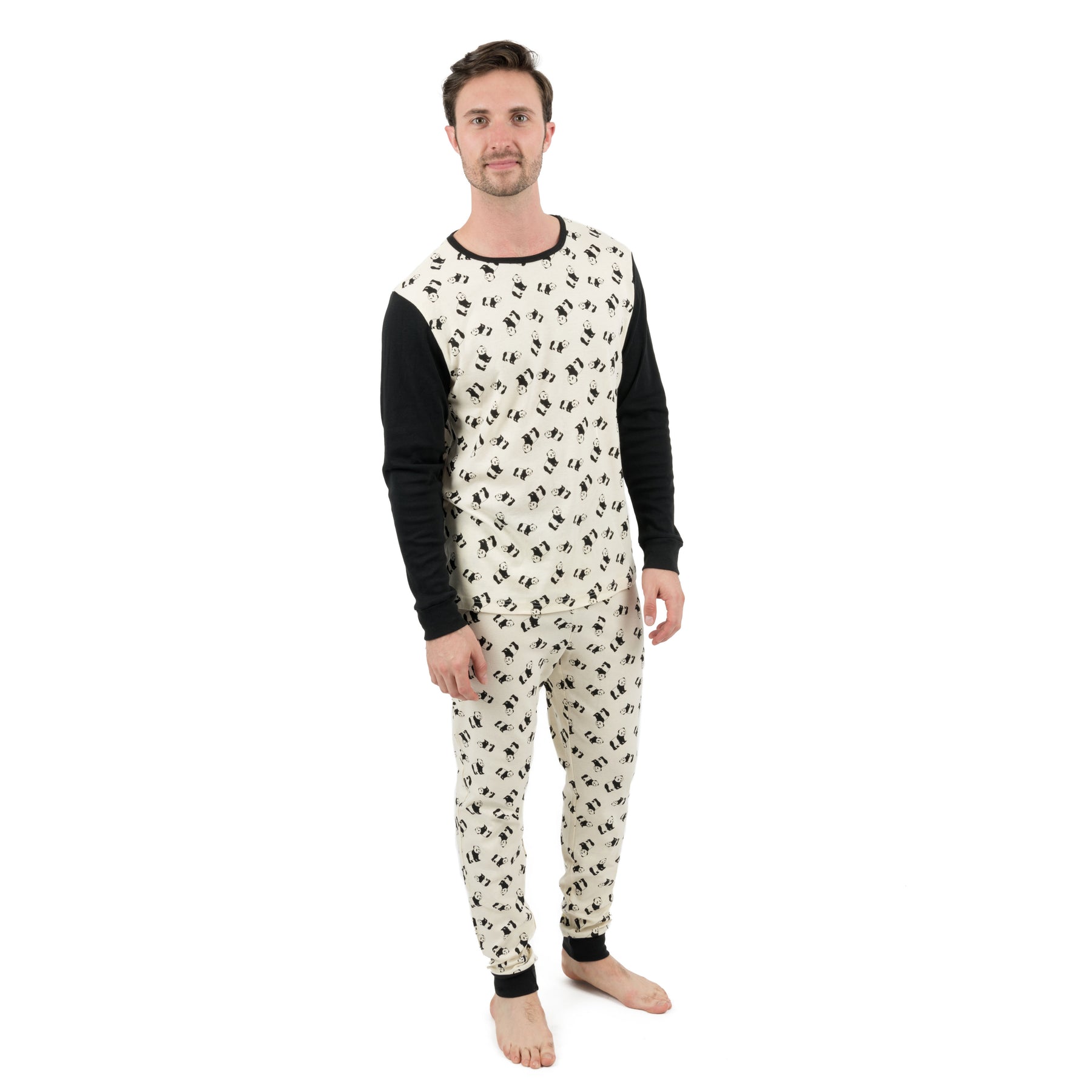 Herren zwei Stück Baumwolle Pyjama Panda