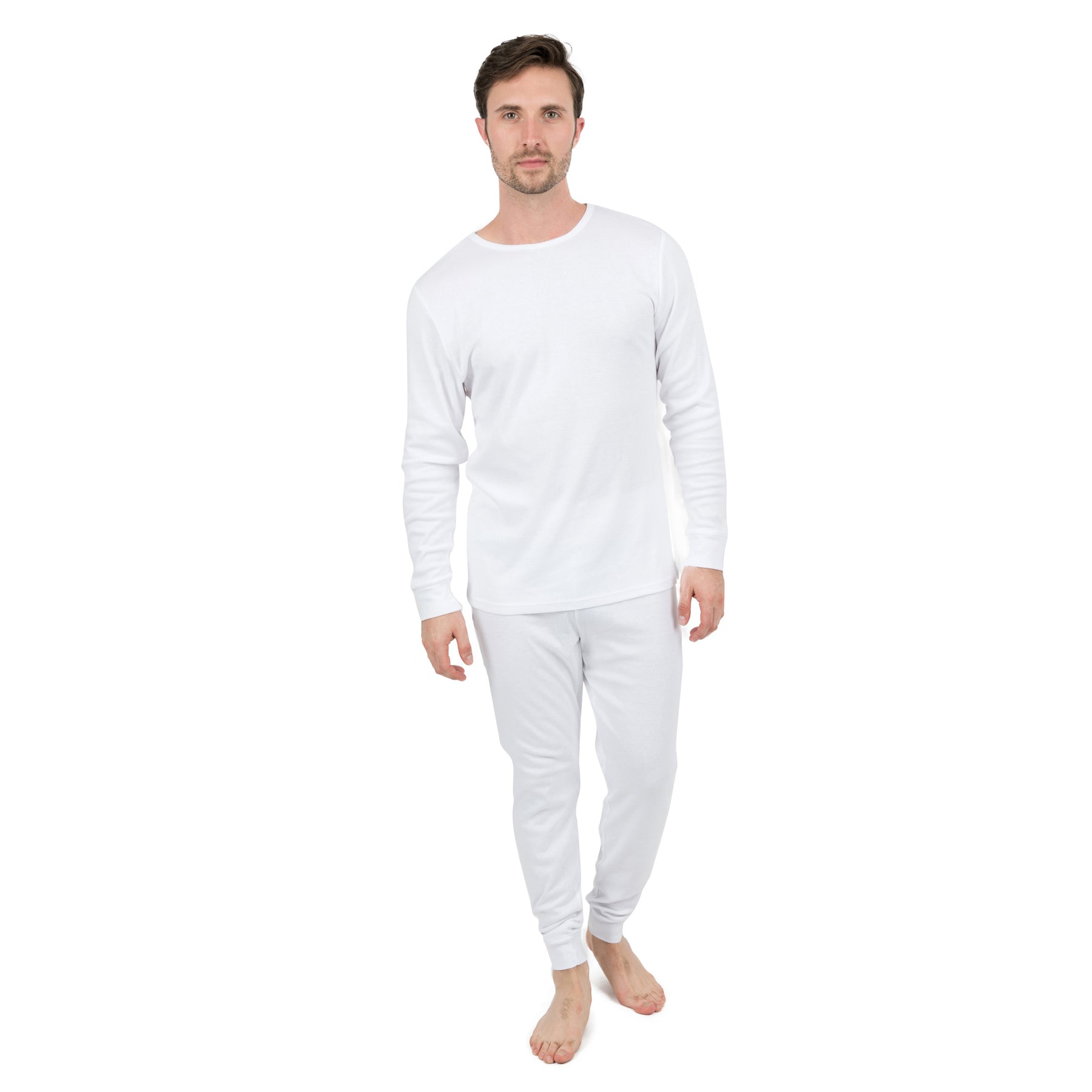 Herren zwei Stück Baumwolle Pyjamas neutrale feste Farbe