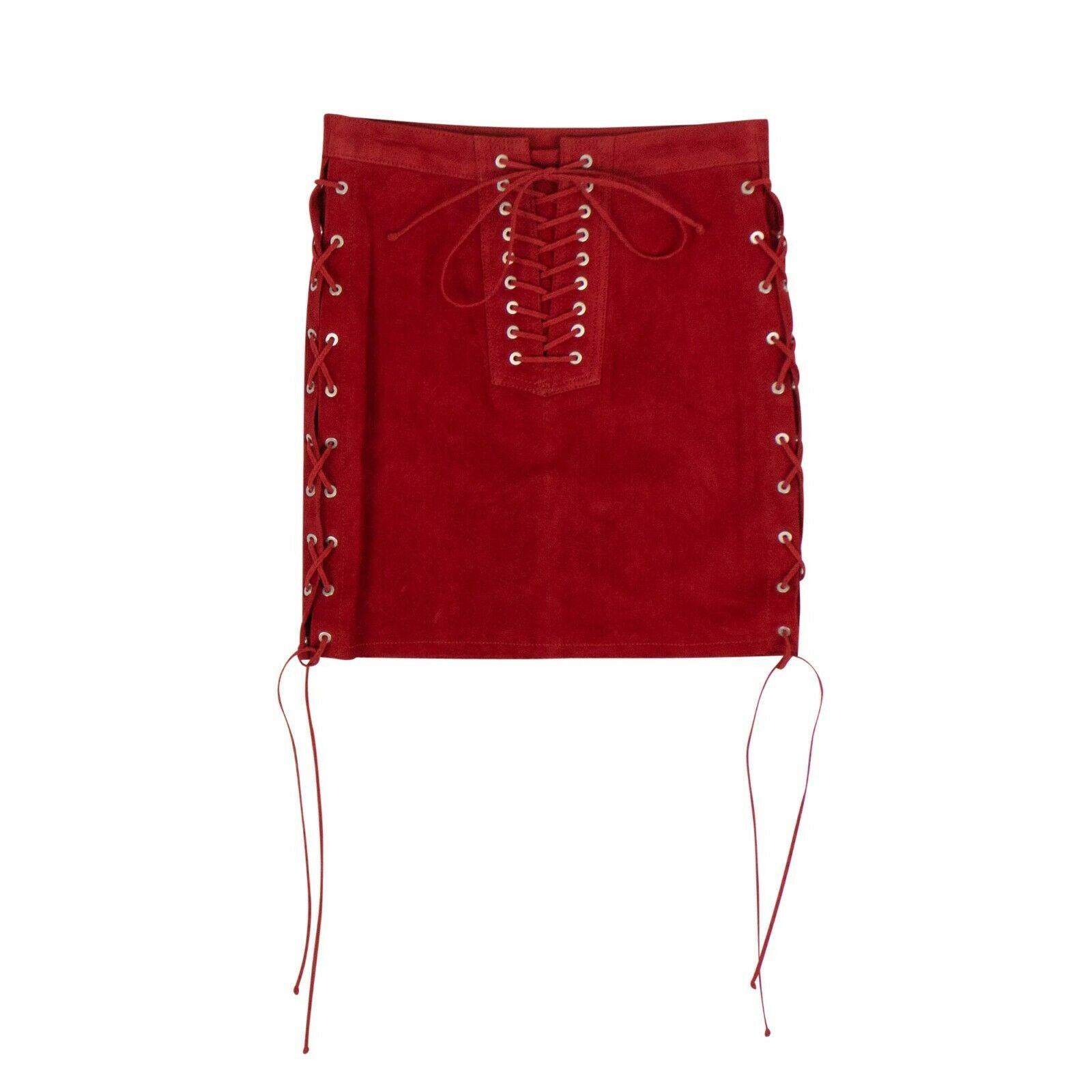 Unravel Project Wildleder Seite mit Schnürung Minirock – rot
