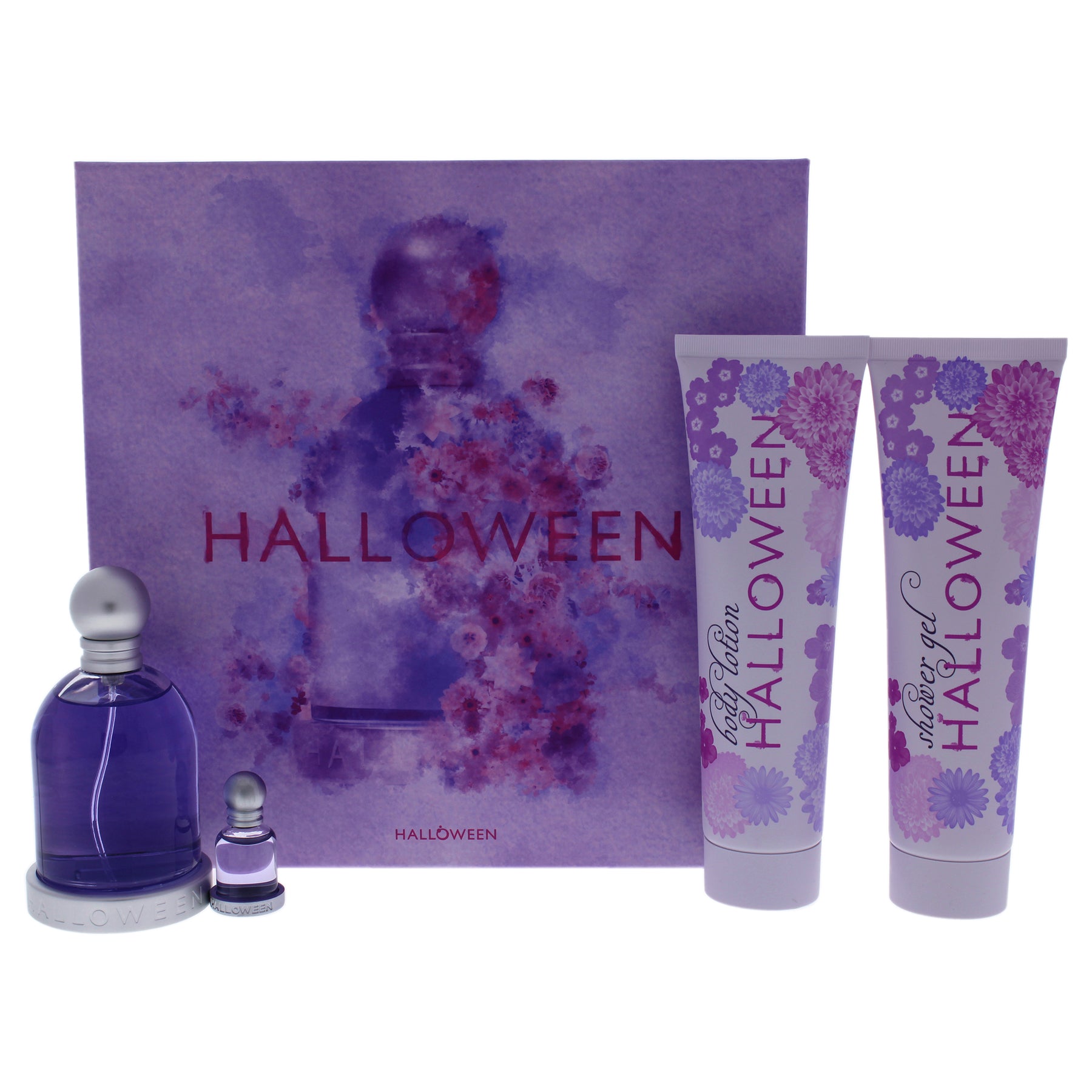 Halloween by J. Del Pozo for Damen – 4 Stk Geschenkset 3,4 Unzen Edt Spray, 0,15 Unzen edt Spritzer, 5 Unzen Körperlotion, 5oz Duschgel