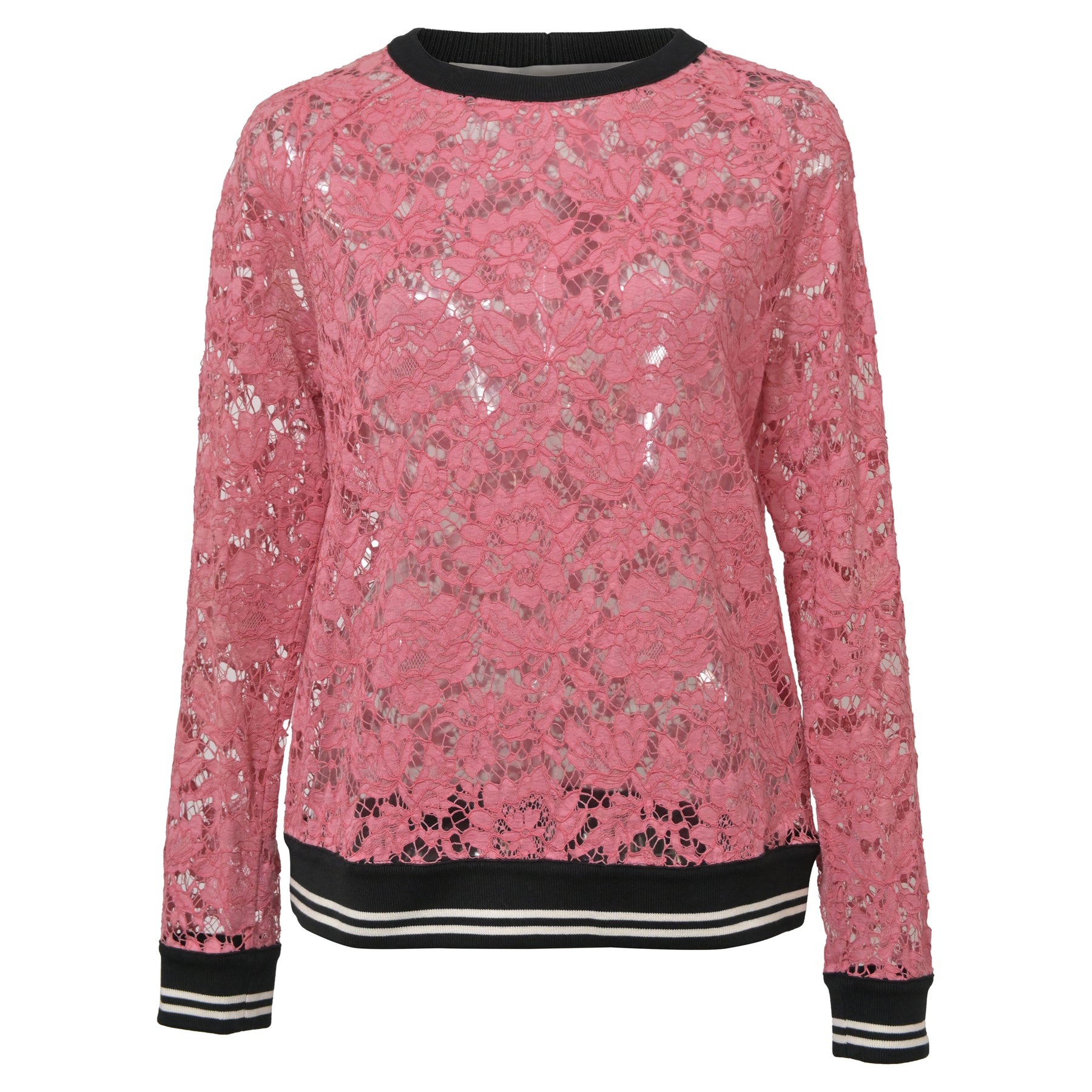 Valentino Lace Rundhals-Sweatshirt aus rosa Baumwolle 7766532456508