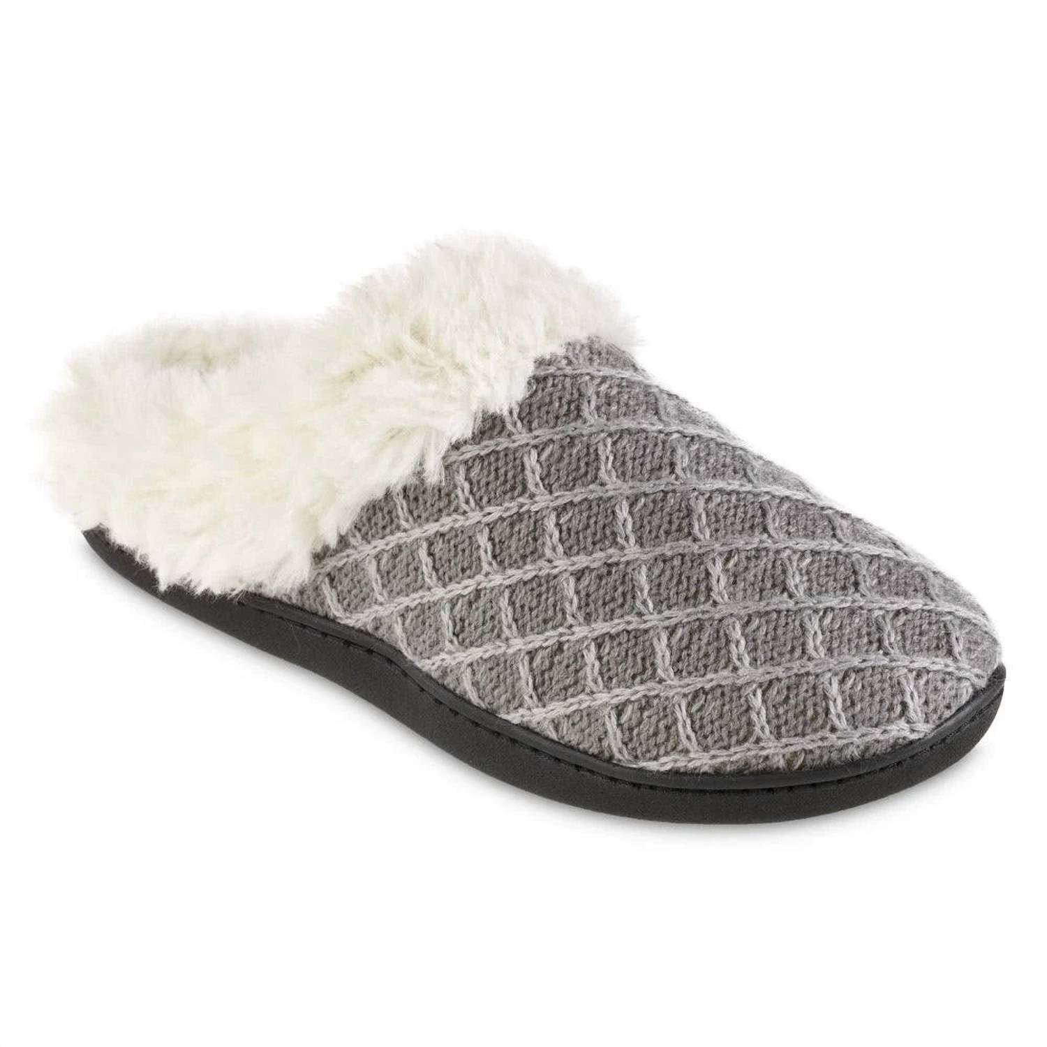 Damen Diamant Pullover stricken KapuzeRücken Slipper in hellgrau 7733789458492