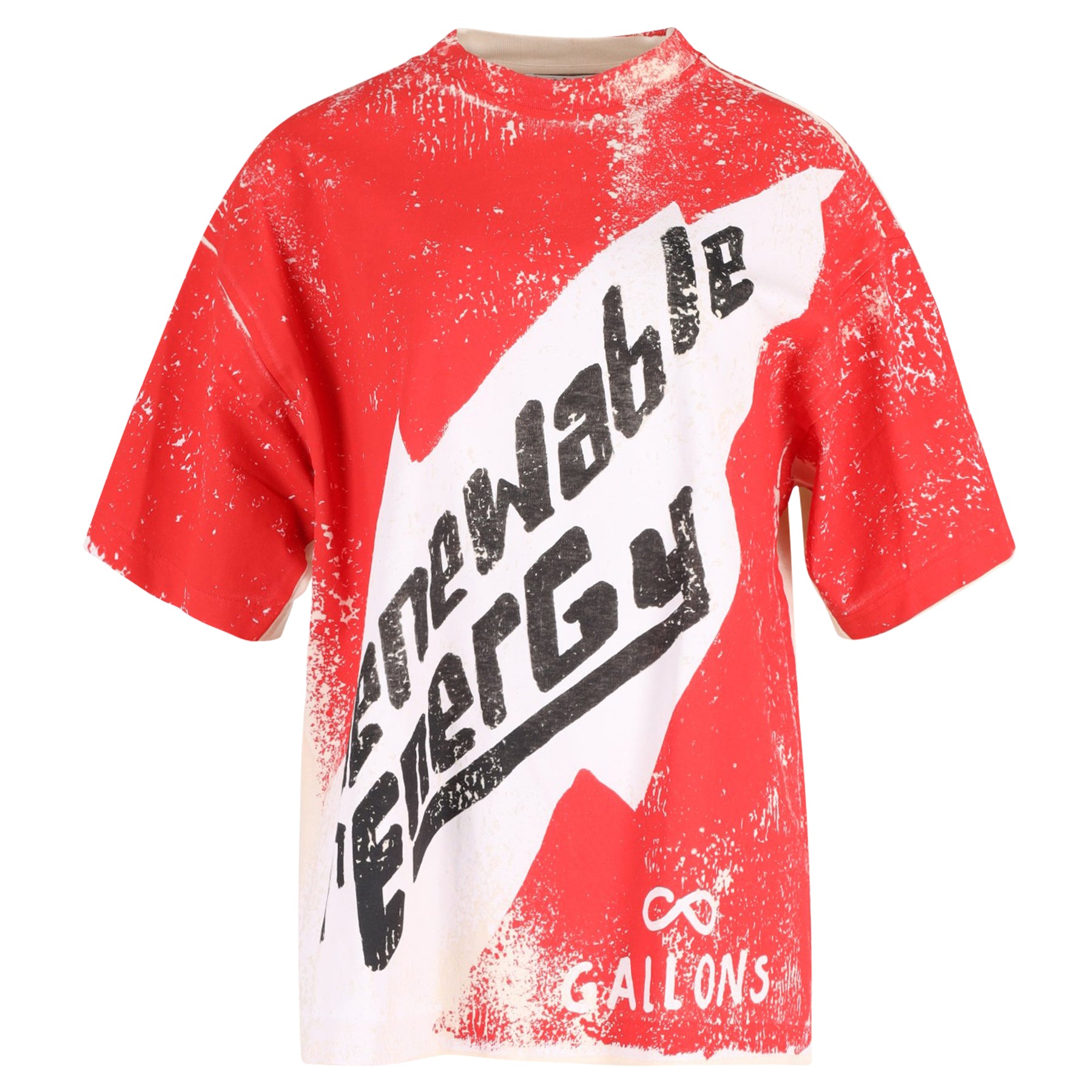 Acne Studios Oversized ‘Renewable Energy’ T-Shirt aus roter Baumwolle 7748640178236