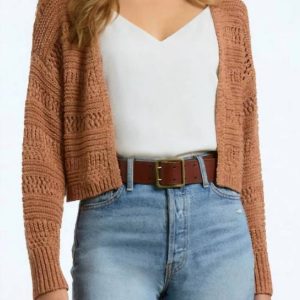 Andrea – gehäkelte Strickjacke in „Walnut“ – 7765001044028