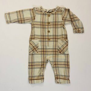 Flanell-Strampler für Kinder in hellem Taupe