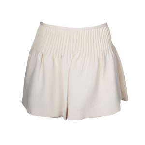 Valentino Garavani Pin Tucks Minirock aus Cremewolle 7703687299132