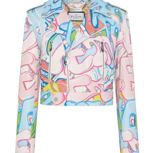 Cropped Boxy Biker Jacke Bomben Graffiti