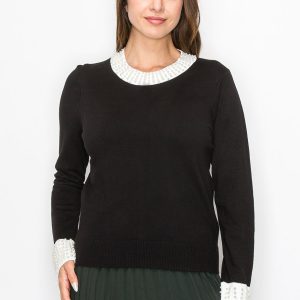 Pearl Accent Strickpullover 7832920948796