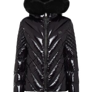 Nylon Daunenjacke mit Fell 7676510535740