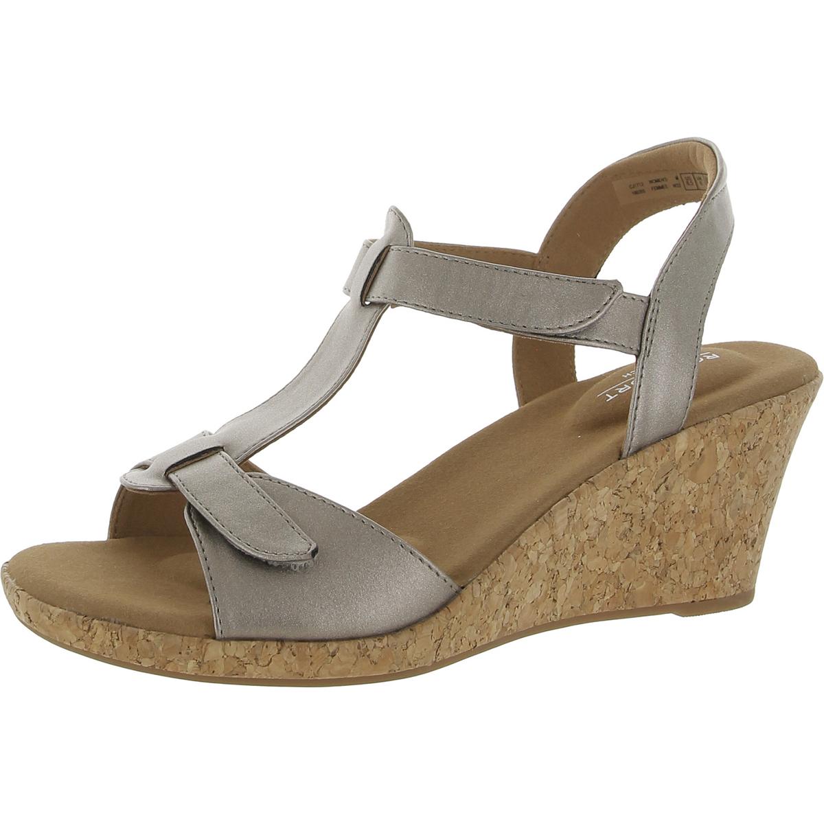 BLANCA T STRAP Kunstleder offene Zehen Keil Sandalen