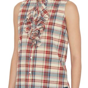 Plaid Rüschen ärmellose Spitze in multi