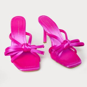 Damen Margi Schleifendetail Ferse Sandale in Fuchsia