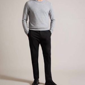 Herren lentic Raglan Ärmel Pullover Pullover in grau-marl