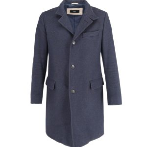 Hugo Boss schmale Passform Mantel in Marine Viskose