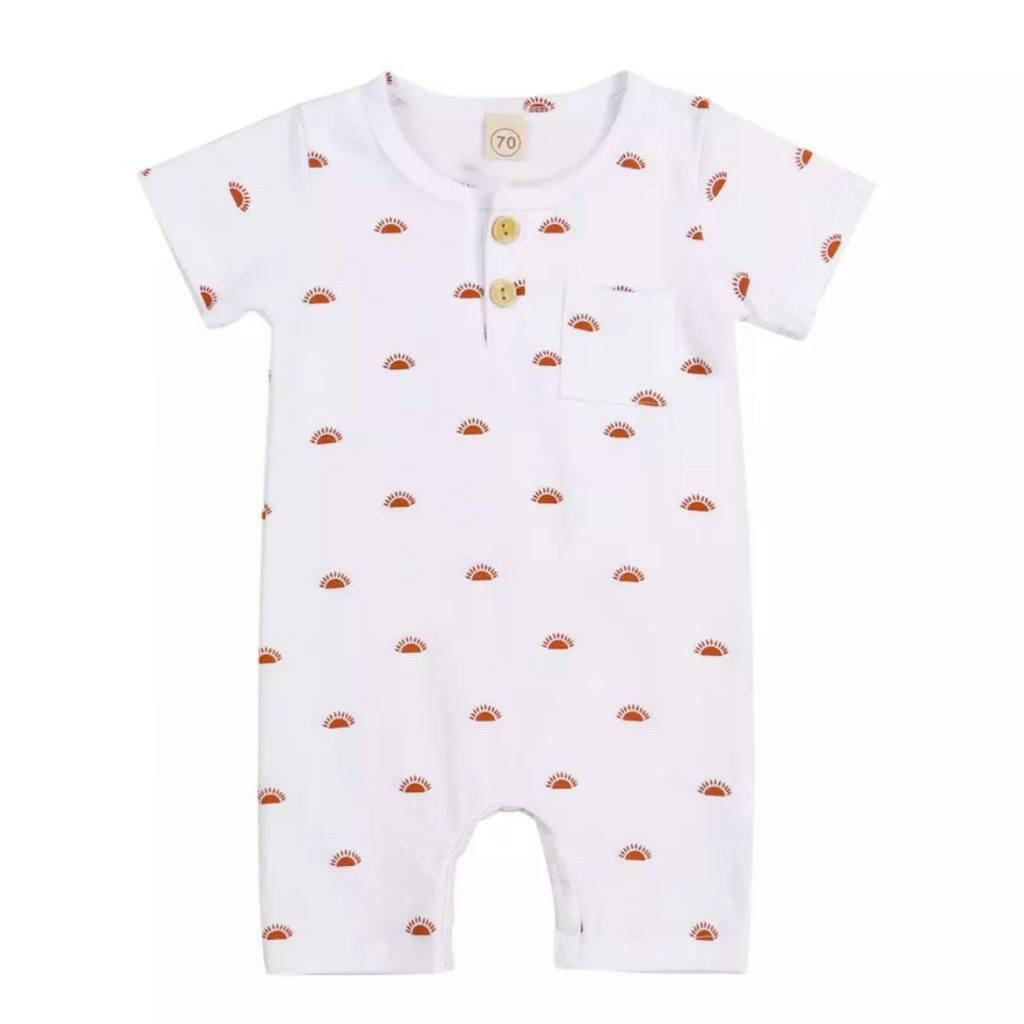 weißer Sonnenuntergang Kurzarm-Jumpsuit