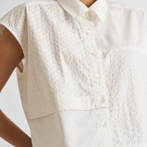 bestickte Platte crop top in weiß