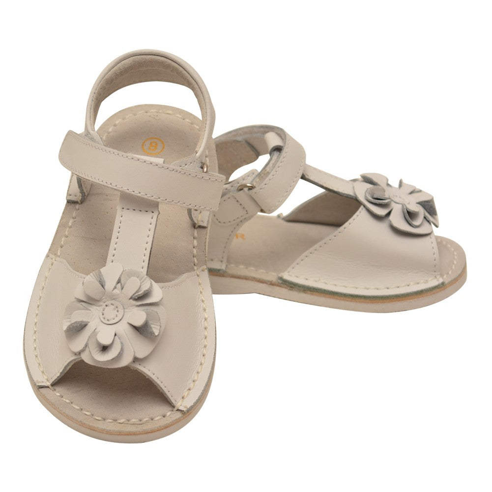 kleine Mädchen weiß lockige Blume geschmückt Leder Sandalen 11-12 Kinder
