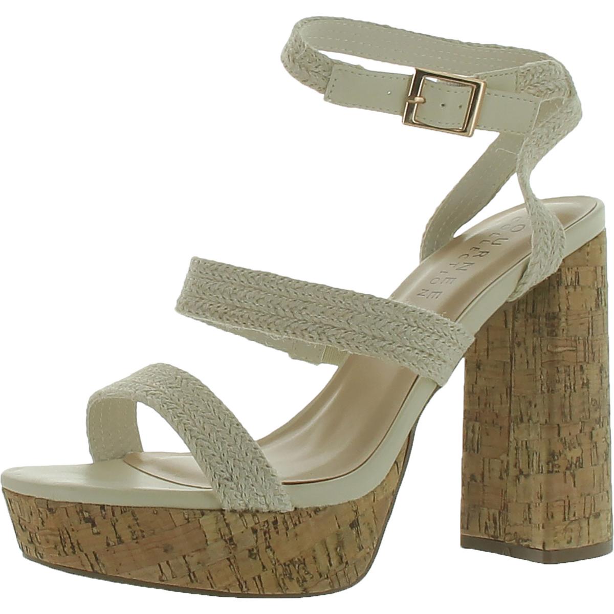 Schuhe mit Blockabsatz, Riemchen und offener Zehenpartie