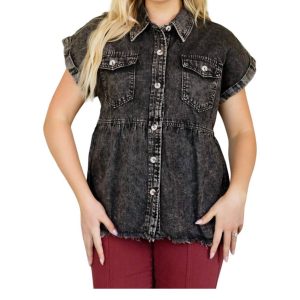 Cool And Carefree Denim Hemd in schwarz 7766633775164