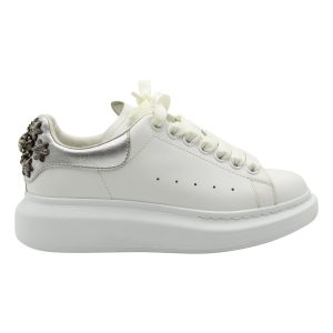 Alexander McQueen Larry – verzierte Sneaker aus weißem Leder – 7703703486524