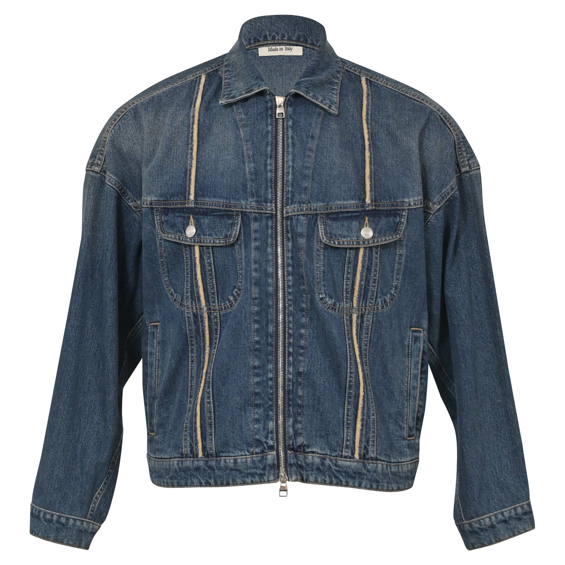 Alexander McQueen Zipped Denim Jacke in blau Denim