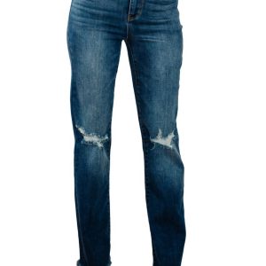 hoher Bund stressed gerade Jeans in mittelwaschen 7704745967676