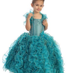 Mädchen-Festzugkleid mit Boleroweste und Rüschen, Größen 2–12