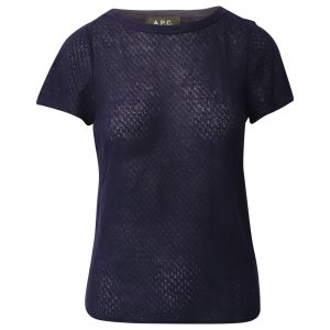 A.P.C. Rundhals-T-Shirt in Marineblau Tencel