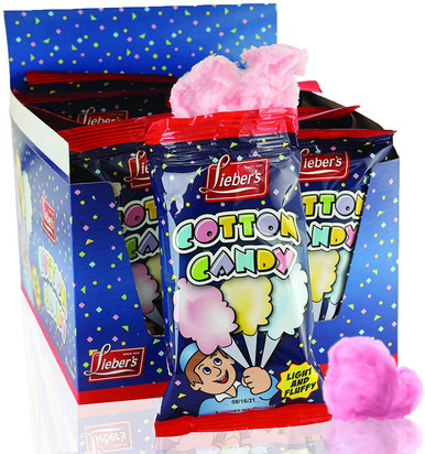 Lieber’s Zuckerwatte, leichte & flauschige Vintage Bonbons, blau & rot Karneval, hohlen, Geburtstagsparty favores behandelt Lieferungen für Kinder, koscher, 0,8 Unzen Beutel (Pack von 12)