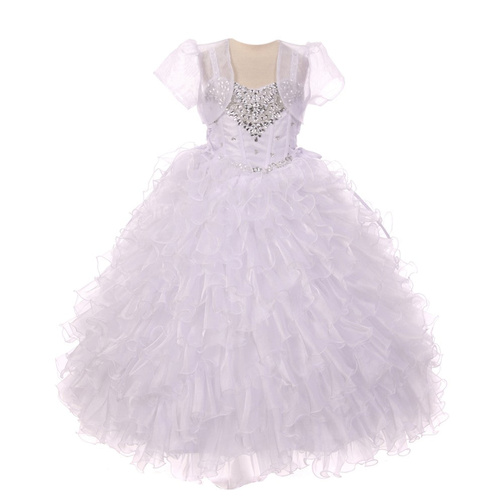 große Mädchen weiß Herz Form Perlen Organza Jacke Pageant Kleid 8-12