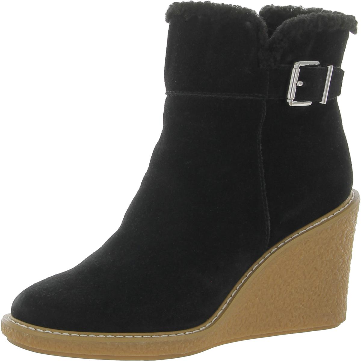 Ulayna Wildleder Kunstfell Keil Stiefel
