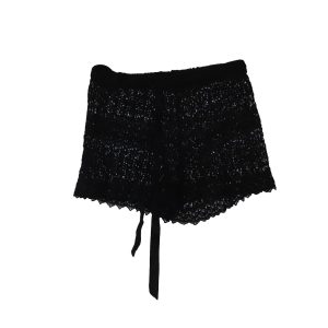 Miguelina – Shorts aus schwarzer Baumwolle mit Häkelspitze
