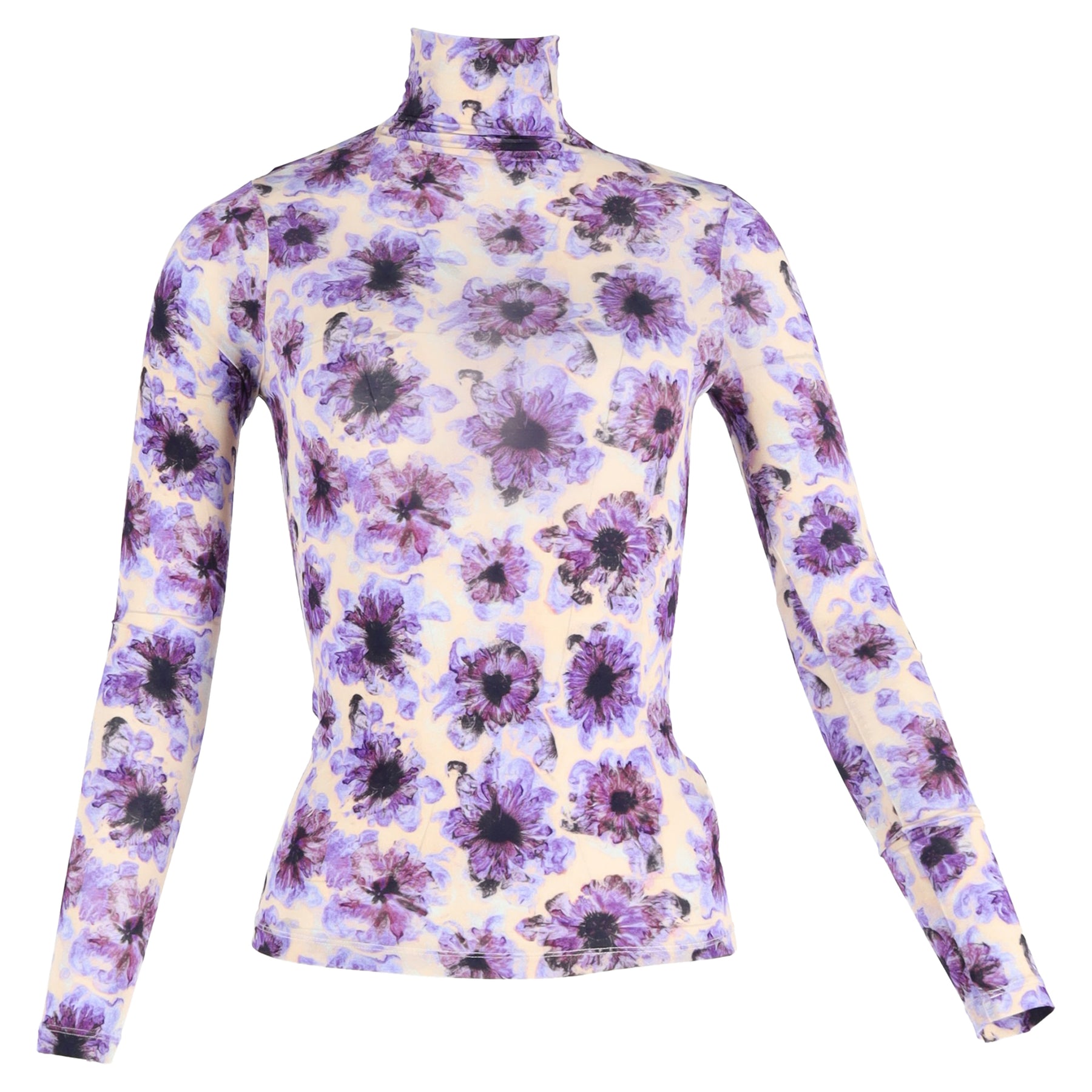 Ulla Johnson Aurelia Turtleneck Top in Blumendruck Rayon 7833140527164