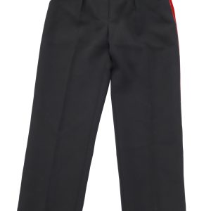Petar Petrov Velvet Trim Straight Leg Hose aus schwarzer Wolle 7748658331708