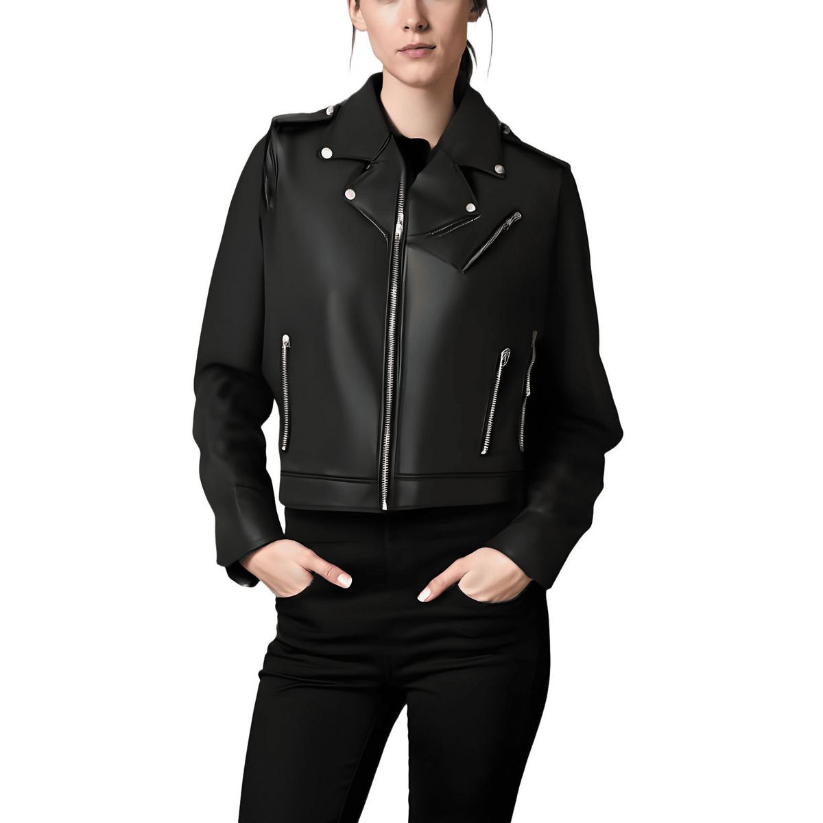 asymmetrische Kunstleder Motorradjacke