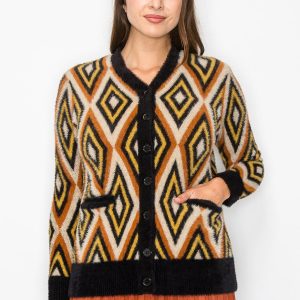 Autumn Vibes Geometric Strickjacke 7832930287676