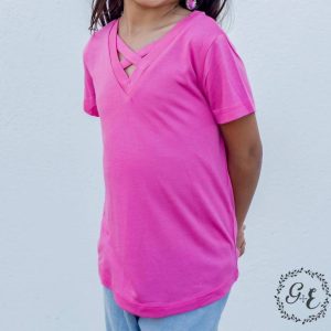 Mädchen, verhedd V-Ausschnitt Grundlagen oben in rosa