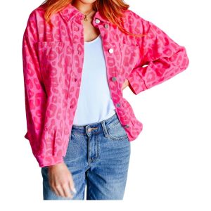 Wild At Heart Animal Print Hemd in rosa 7766645047356