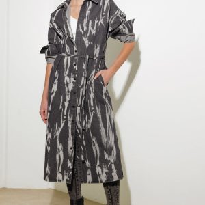 HERE & NOW gewebt Denim Midi Hemd Kleid
