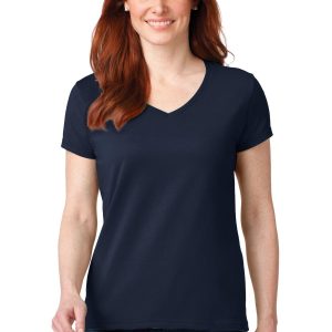 Anvil Damen-T-Shirt aus 100 % gekämmter, ringgesponnener Baumwolle mit V-Ausschnitt. 88VL