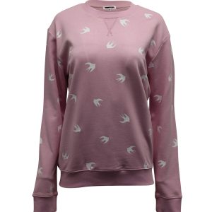 Alexander McQueen Swallow bedrucktes Sweatshirt aus rosa Baumwolle