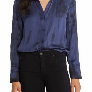 Flowy Button Down Hemd in blauer Alligatorfarbe