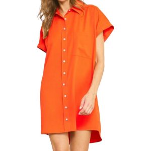 „Tell Me About It“-Hemdkleid in Rot